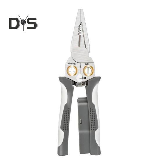 

Клещи для зачистки проводов из нержавеющей стали 8-в-1 Многофункциональные плоскогубцы электрика Измерение электричества Нескользящая эргономичная ручка Professional серый