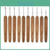 Crochet Practical 10pcs Portable Hook Ergonomic Wooden Handle Metal Crochet Needle Knitting Tools
