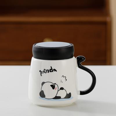 Cartoon Cute Mirror Cup with Lid, Little Panda High Value Household Set  Mug with Handheld Drinking Cup Small Gift