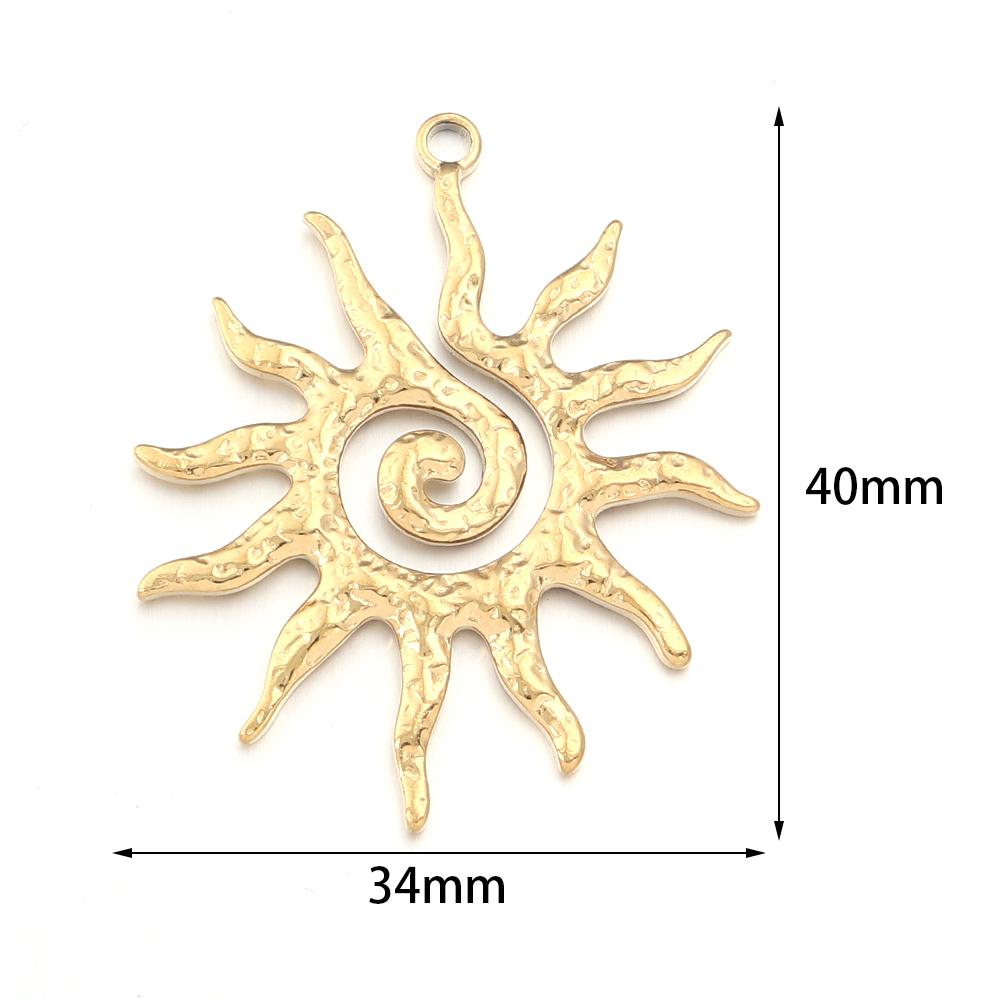2pcs/lot Stainless Steel Retro Pendant Gold Color Sun Flower Moon Shape Charms For DIY Crafts Necklace Earrings Gift Accessories