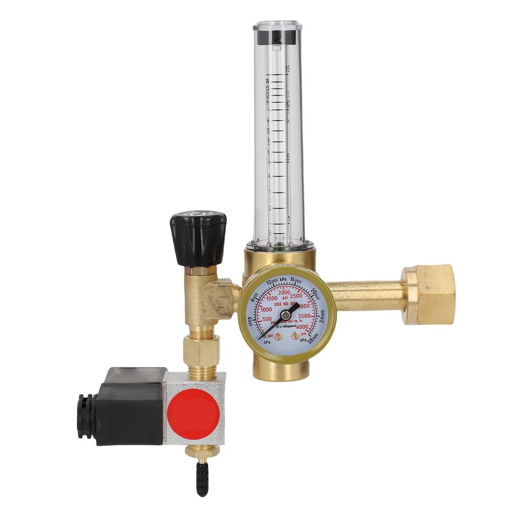 CO2 Regulator with Solenoid Valve and Flowmeter CGA320 Inlet Brass CO2 Gas Regulator for Indoor Hydroponics Grow Tents
