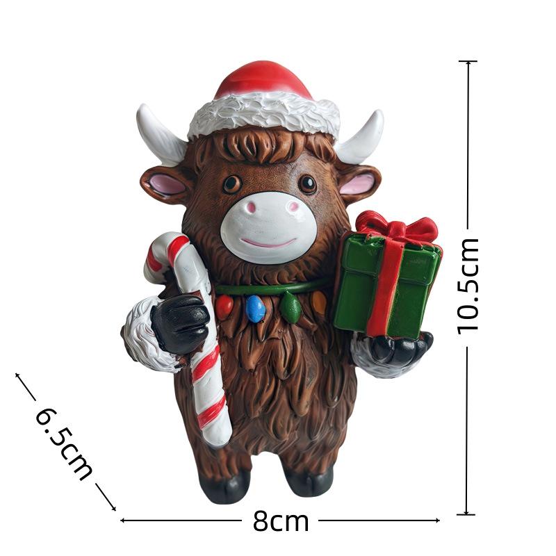 Grenzüberschreitendes Feiertags-Verwirrtes Hochlandrind Harzornament - Niedliche Weihnachts- & Halloween-Dekoration Geschenk
