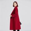 Fengxun Women's 100% Pure Wool Lapel Long Coat