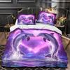 3D Printed Microfiber Dolphin Quilt Cover Sets All Season Bedding Set With Pillowcase Ocean Art Duvet Cover For Home Decoration