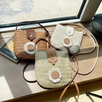 2025 Summer New Straw Bag Mobile Phone Bag Messenger Bag Fashion Foreign Style Niche Woven Bag