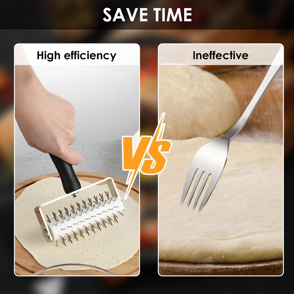 New Pizza Dough Docker Stainless Steel Pizza Roller with Spikes Multipurpose Pastry Dough Docker Sturdy Pizza Docking Tool