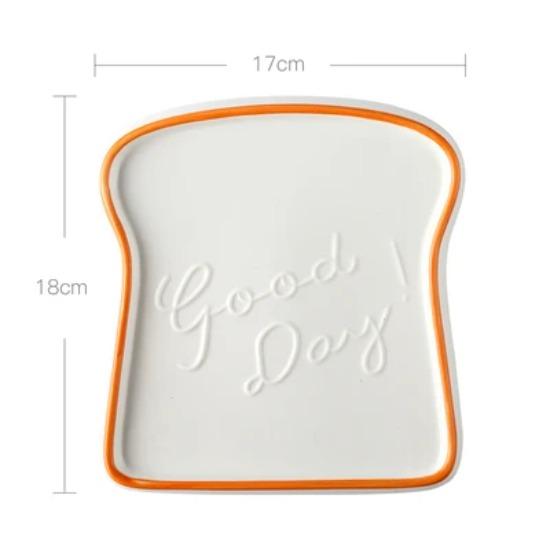 1PC Bread Shaped Ceramic Breakfast Dessert Plate Toast Dishes Salad Fruit Snack Tray Household Tableware Dinner Plate Tableware