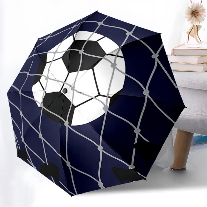 1pc Soccer Goal Automatic Folding Umbrella - Windproof Compact Travel Umbrella with Auto Open/Close, 8-Rib Heavy-Duty Shaft for Women/Men A034