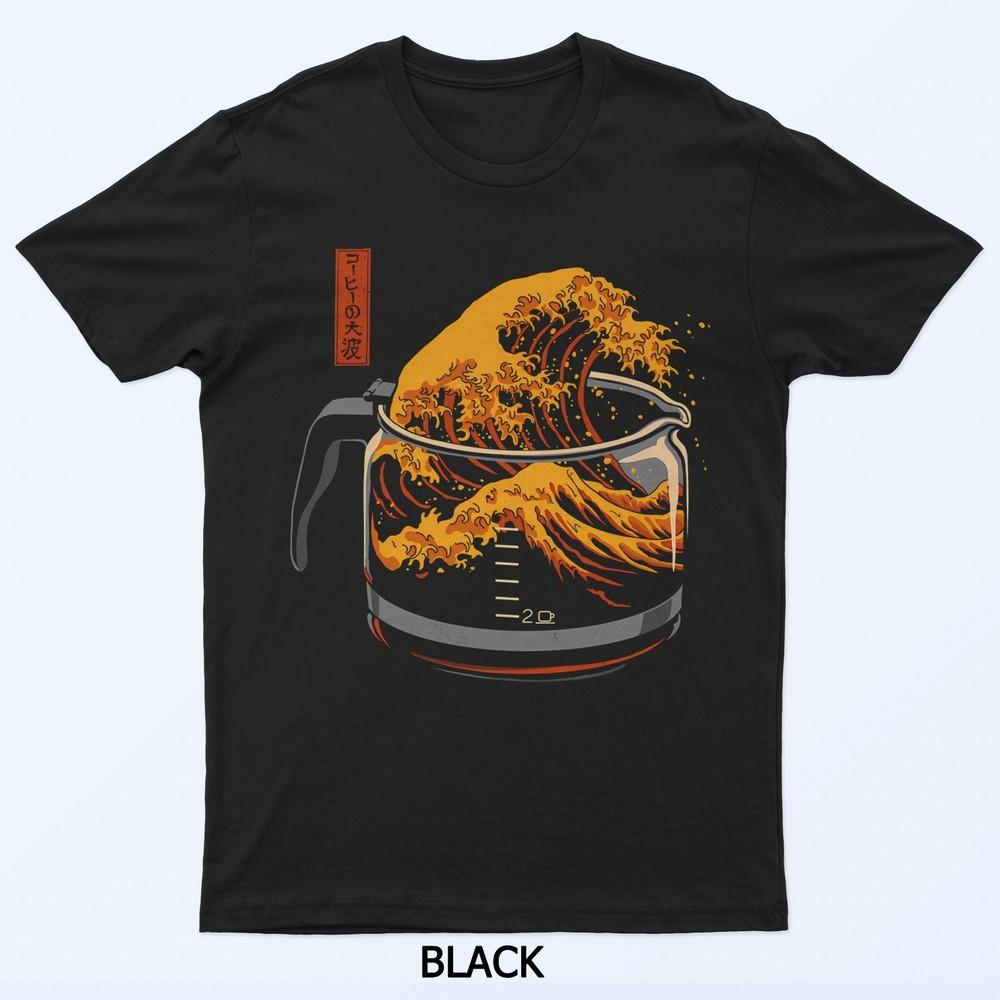 

Великая волна кофе Черная футболка L