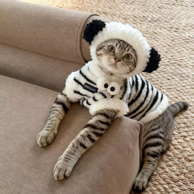 Striped Sleeveless Vest Cat - Lightweight Pet Apparel Tabby Sphynx Small Kittens Fall Winter Use