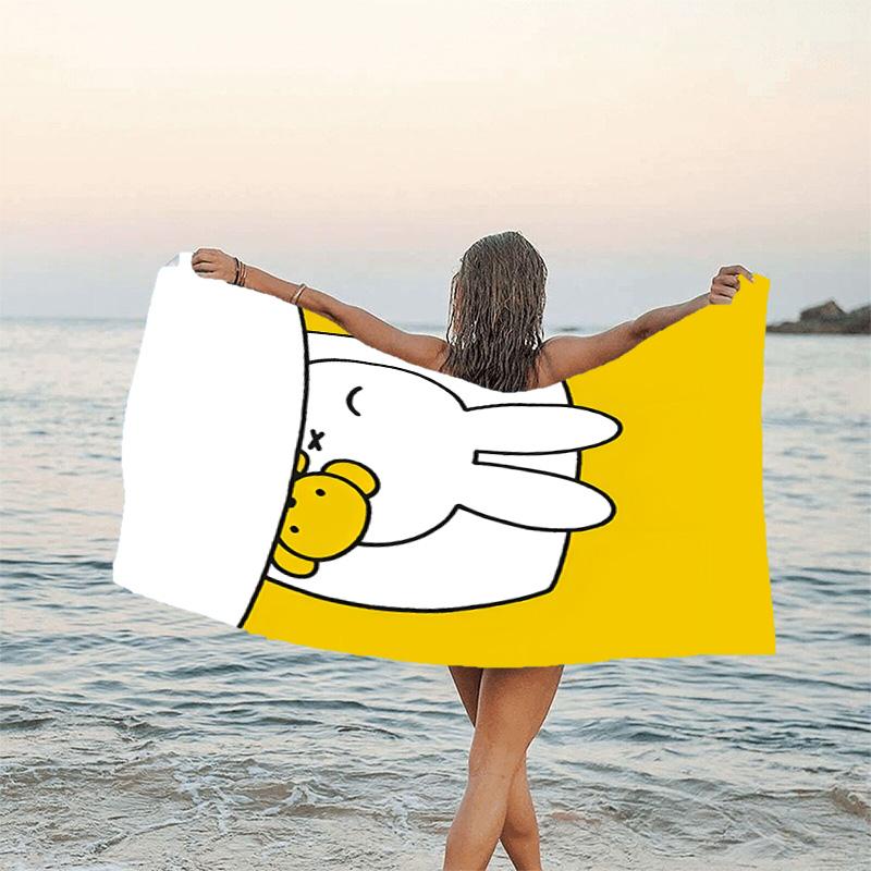 1pc Miffy4 Beach Towel, Beach and Seaside Swimming Pool Equipment, Fashion Pattern, Rectangular, Travel Essentials