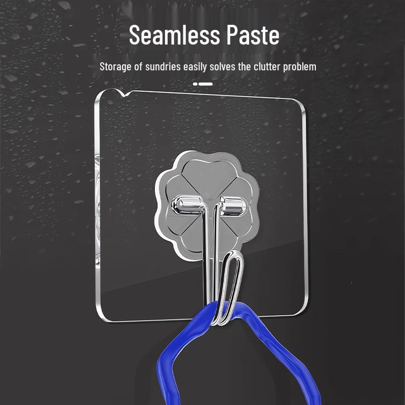 Punch-Free Transparent Multi-functional Wall Hook for Kitchen, Bathroom, or Door - Strong Adhesive, Traceless Design
