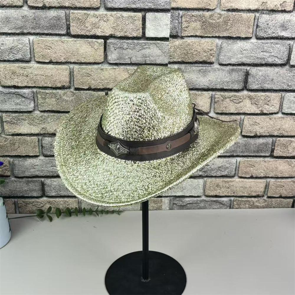 European and American Style Top Hat, Big Edge, Western Denim Straw Hat, Men's and Women's Outdoor Sunshade Sunscreen Hat, Retro Jazz Hat.