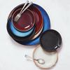 Japanese Retro Glazed Ceramic Round Dinner Plate Set Breakfast Salad Steak Dessert Microwave Safe Multiple Sizes Colors