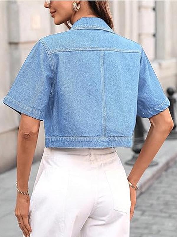 Europäisch-Amerikanische Schlankmachende Jeansjacke - Damen Freizeit Sommer Kurzes Oberteil