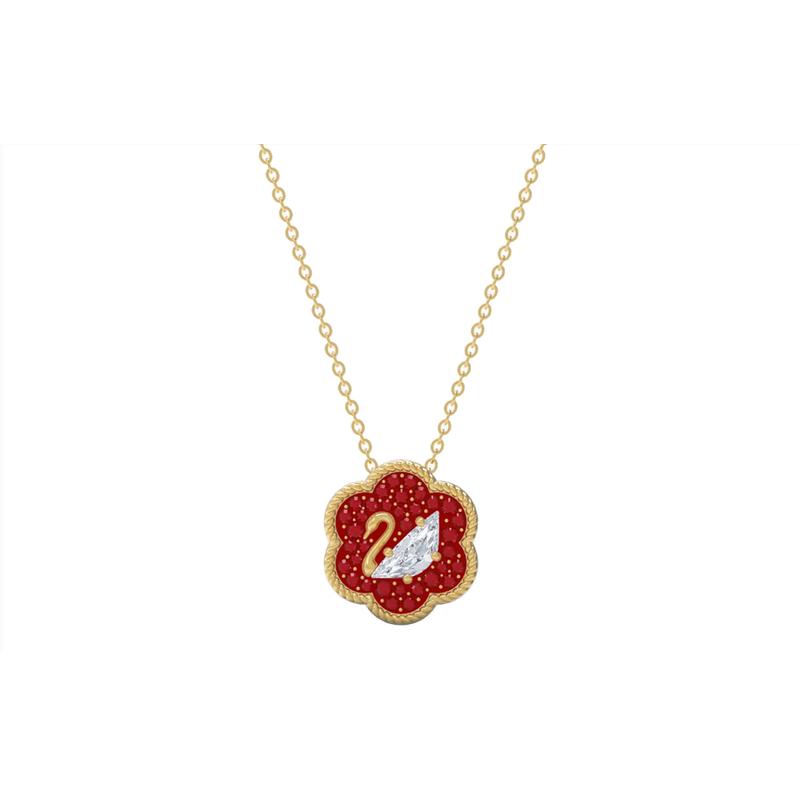 Swarovski FLOWER OF FORTUNE Swan Necklace Women s Red 5597666 красный