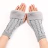 Faux Rabbit Hair Knitted Gloves Fingerless Winter Mittens Japanese Plush Gloves  Women Girls