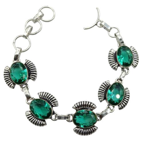 Green Tourmaline Gemstone Silver Plated Handmade Bracelet Jewelry BR68