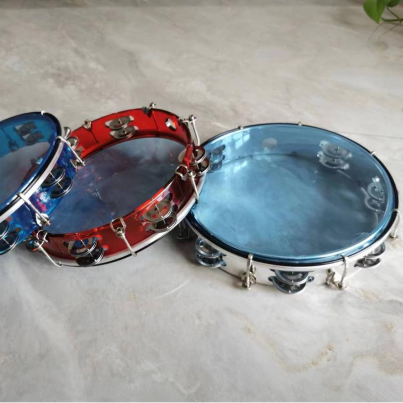 Tamburello Regolabile Colorato Accordabile Percussione Portatile Tamburo Metallo Campanelli Per Insegnamento Musicale Esibizione sul Palco Festa Gioco