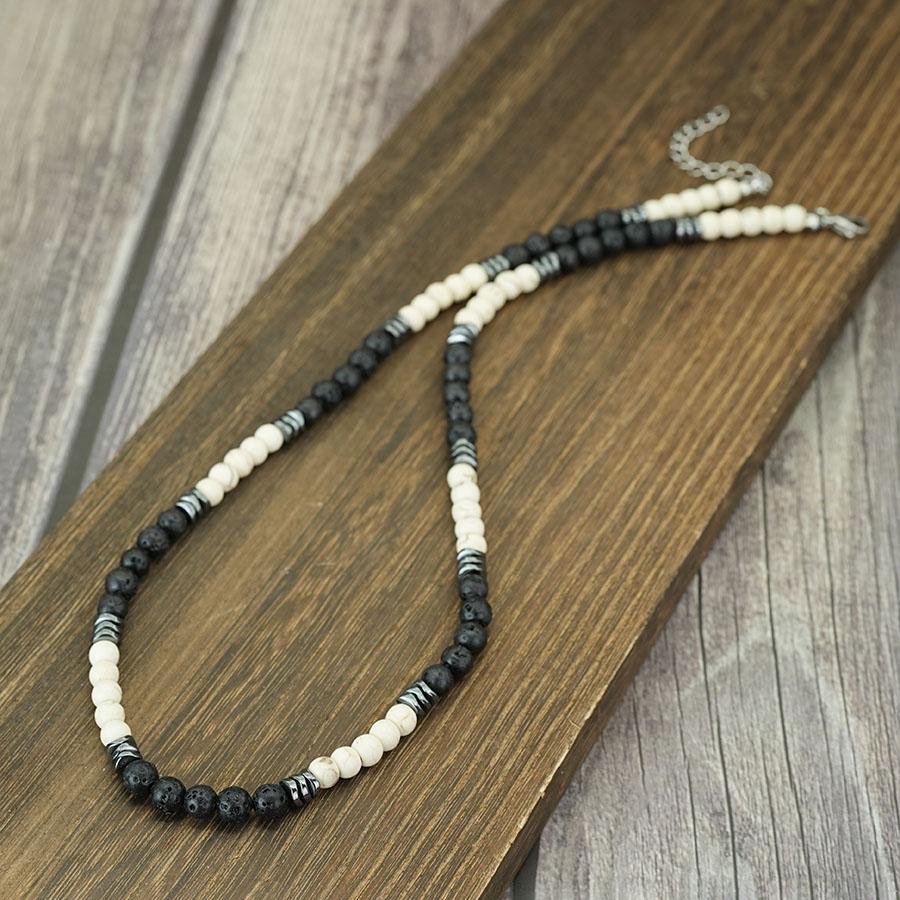 Noter Stylish Natural Stone Men Necklace 5 Colors Available Irregular Hematite Neck Healing Accessories Street Versatile Collar