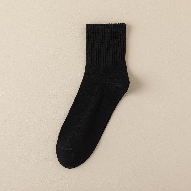 Antibacterial, Breathable Mid-Calf Socks: Sweat-Absorbent, Casual, Versatile, Over-the-Knee Solid Color for Autumn/Winter