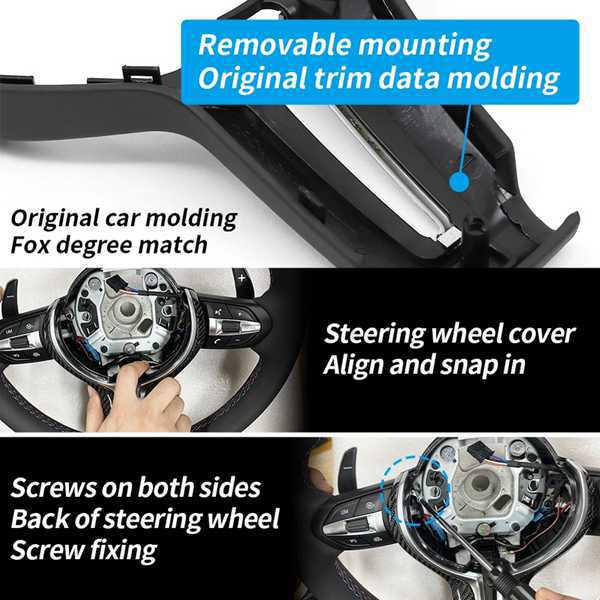 Compatible with BMW F Series (1, 2, 3, 4, 5, 6, 7, 8) F20, F30, F10 - M Carbon Fiber Steering Wheel Cover