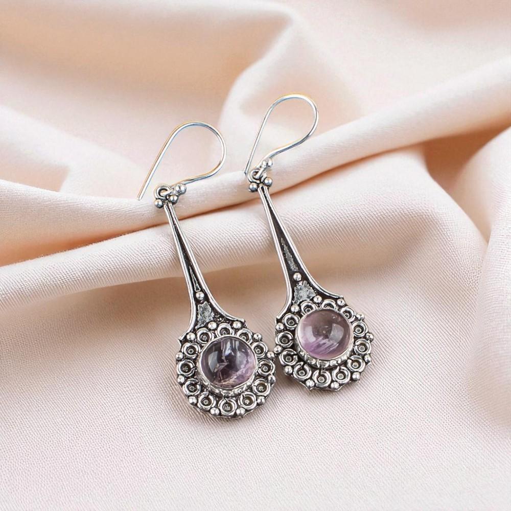 Rare Ametrine Gemstone 925 Sterling Silver Jewelry Handmade Dangle Earrings2.52" EE-77-29
