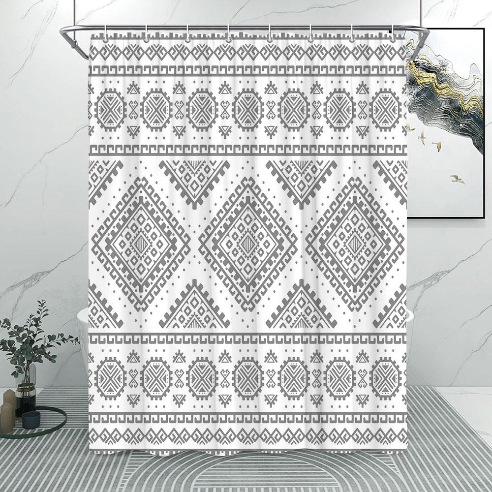 Abstract Line Minimalist Shower Curtain Washable Cloth Bath Curtain Fabric Rustic Striped Baths Curtain Farmhouse Bathroom Decor