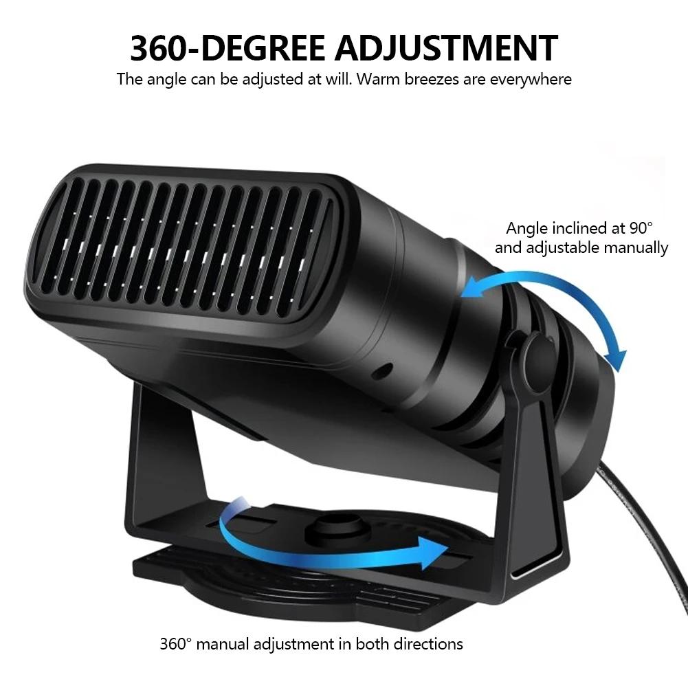 12V/24V Universal Car Heater Electric Quiet Vehicle 360 Degree Adjustable Small Space Thermostat 2 Level Temperature Car Heater
