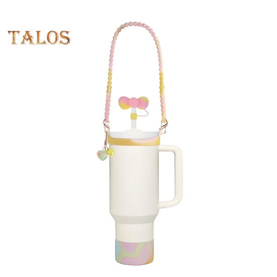 5-teiliges Trinkhalm-Set aus Silikon für 30/40-oz-Becher, inklusive Trageriemen-Anhängern, BPA-freies Becherzubehör für Hydroflaschen