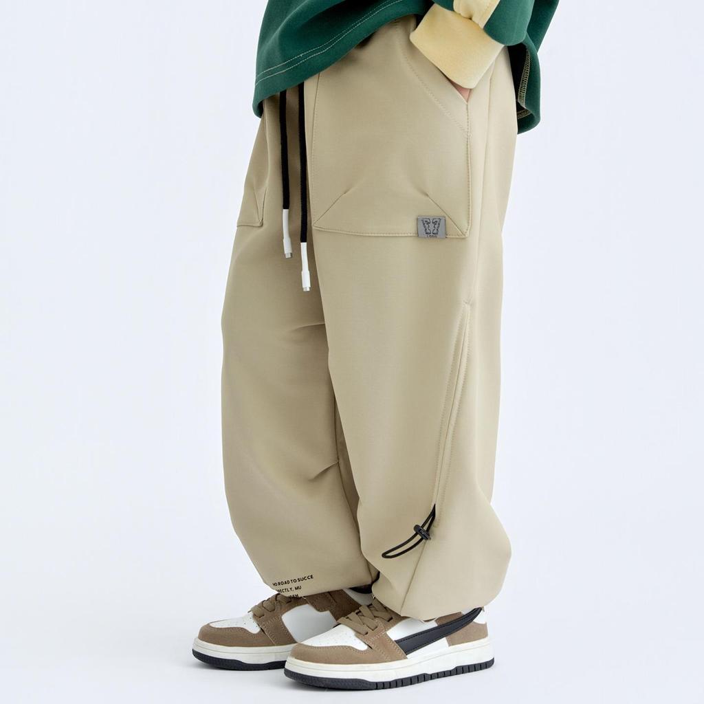 Kids' Windproof Woven Cuffed Casual Pants - 2025 Autumn Korean Style