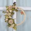 Artificial Flower Wood Beads Wreath Spring Wreath Decoration for Front Door Farmhouses Wedding Thanksgiving Decoration