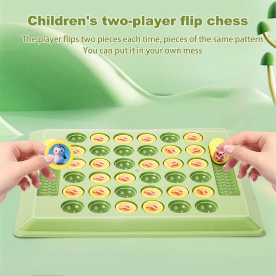 Kinder Memory Reversi Schachspiel 2 Spieler Cartoon Animal Flipping Chess Matching Game