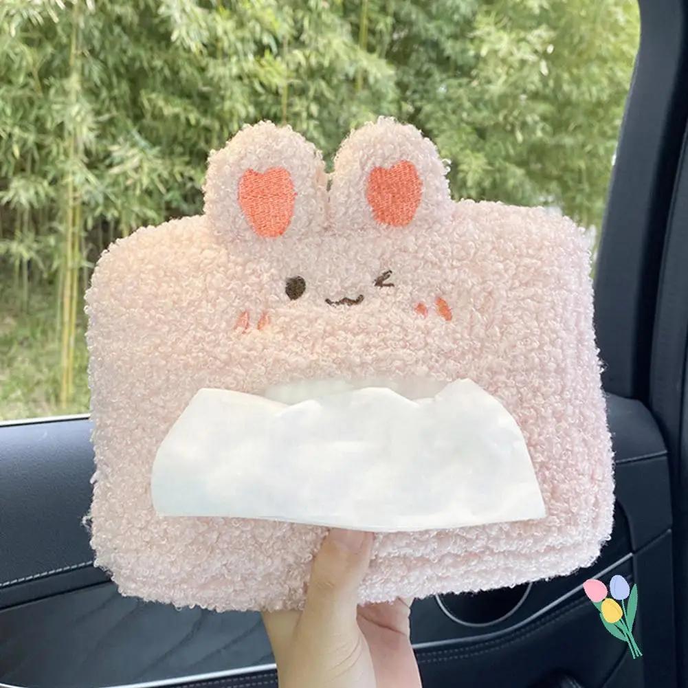 Universal Cartoon Car Tissue Box Plush Animals Seat Back Tissue Storage Case Car Interior Decoration Accessories Tissue paper