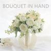 European Style Bridal Bouquet with Small Roses - Pink & White