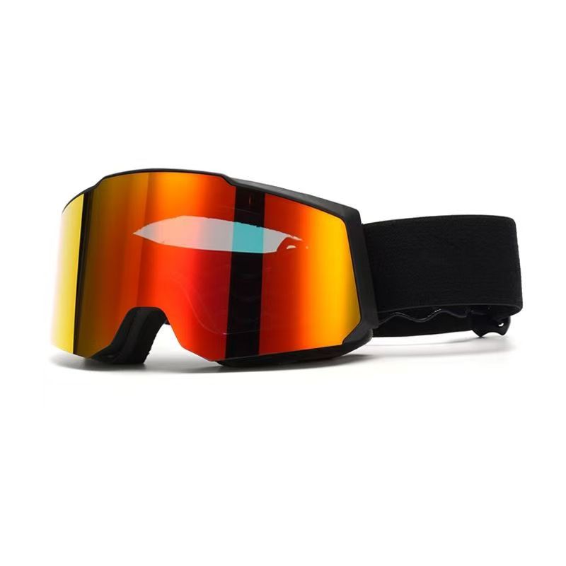 Popular cylindrical adult ski goggles, unisex model for outdoor sports, double-layer anti-fog ski goggles Black Frame Red Film
