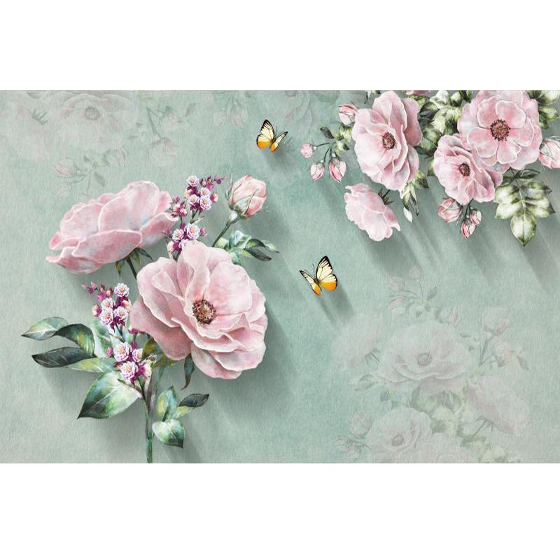 Photo Wallpaper European Style Retro 3d Rose Flower Butterfly Mural Living Room Bedroom Home Decor