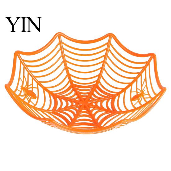 High-quality Spider Web Bowl Halloween Basket, Plastic Cobweb Design Fruit Serving Bowl, Treat Holiday Decoration or Trick Candy Holder for
