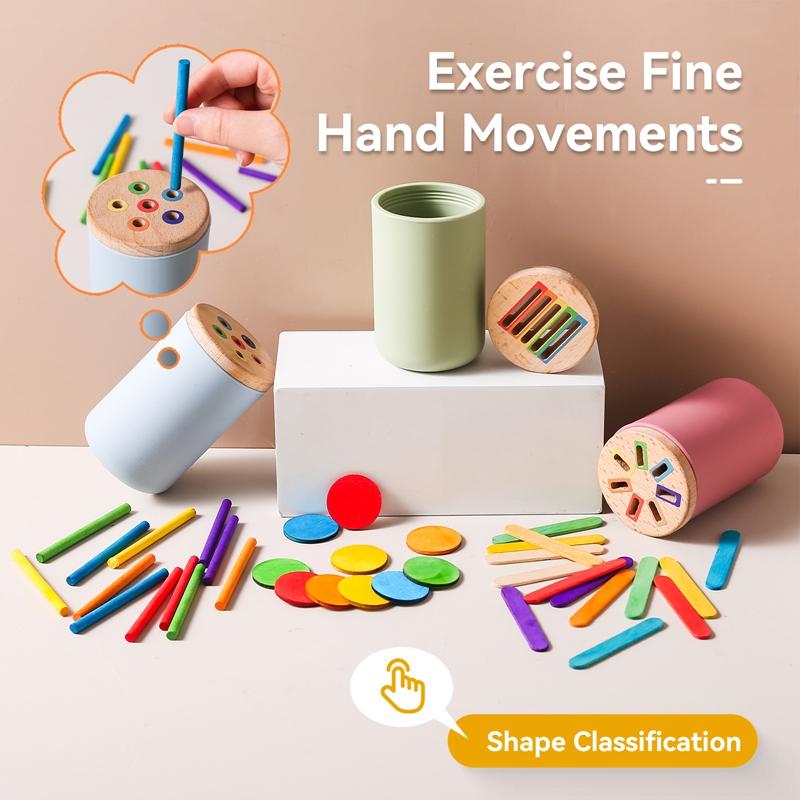 Baby Montessori Toys Rainbow Color Sorting Fine Motor Toy Shape Matching Sensory Toys Early Educational Puzzle Toys For Toddlers