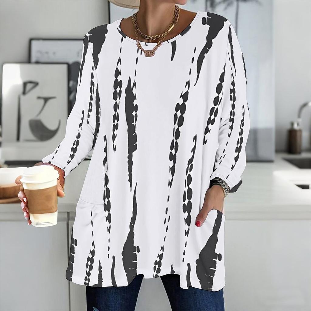Plus Size Ladies V Neck Long Sleeve Blouse Soft Loose Tops For Daily Shopping And Indoor Relaxation