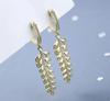 Sterling Silver Leaf Drop Earrings Ear Buckles Circle Simple Earrings for Women Fashion Wedding Gold Silver