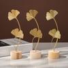 jijijing Metal Leaf Ornaments, Gold Palm Leaf, Ginkgo Feather Statue with Wood Base, Modern Desktop Sculpture for Living Room, Bookshelf, Office Desk