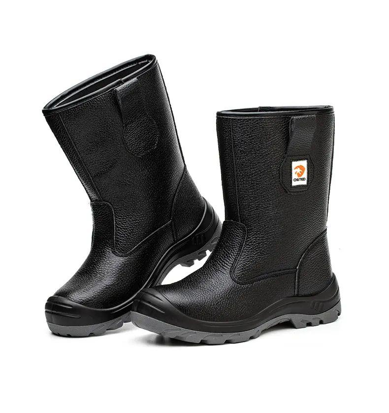 Botas de Seguridad Casuales para Hombre con Puntera de Acero de Alta Resistencia, Zapatos de Trabajo de Cuero Suave, Bota de Seguridad para Herramientas de Trabajador, Calzado Seguro Largo