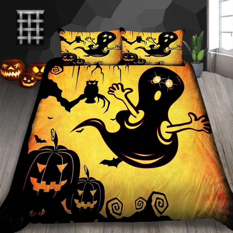 

Домашнее постельное белье на Хэллоуин, пододеяльник и наволочка AU Queen, односпальная/двуспальная кровать, полный размер, мягкий удобный пододеяльник, украшение для дома DE 100x135cm