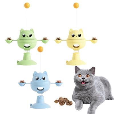 Wackelndes Katzenspielzeug mit Saugnapf Interaktiver Katzen-Teaser-Stab-Spielzeug mit Gallapfelbällen Leckerli-Spender-Spielzeug für Wohnungskatzen Unterhaltung