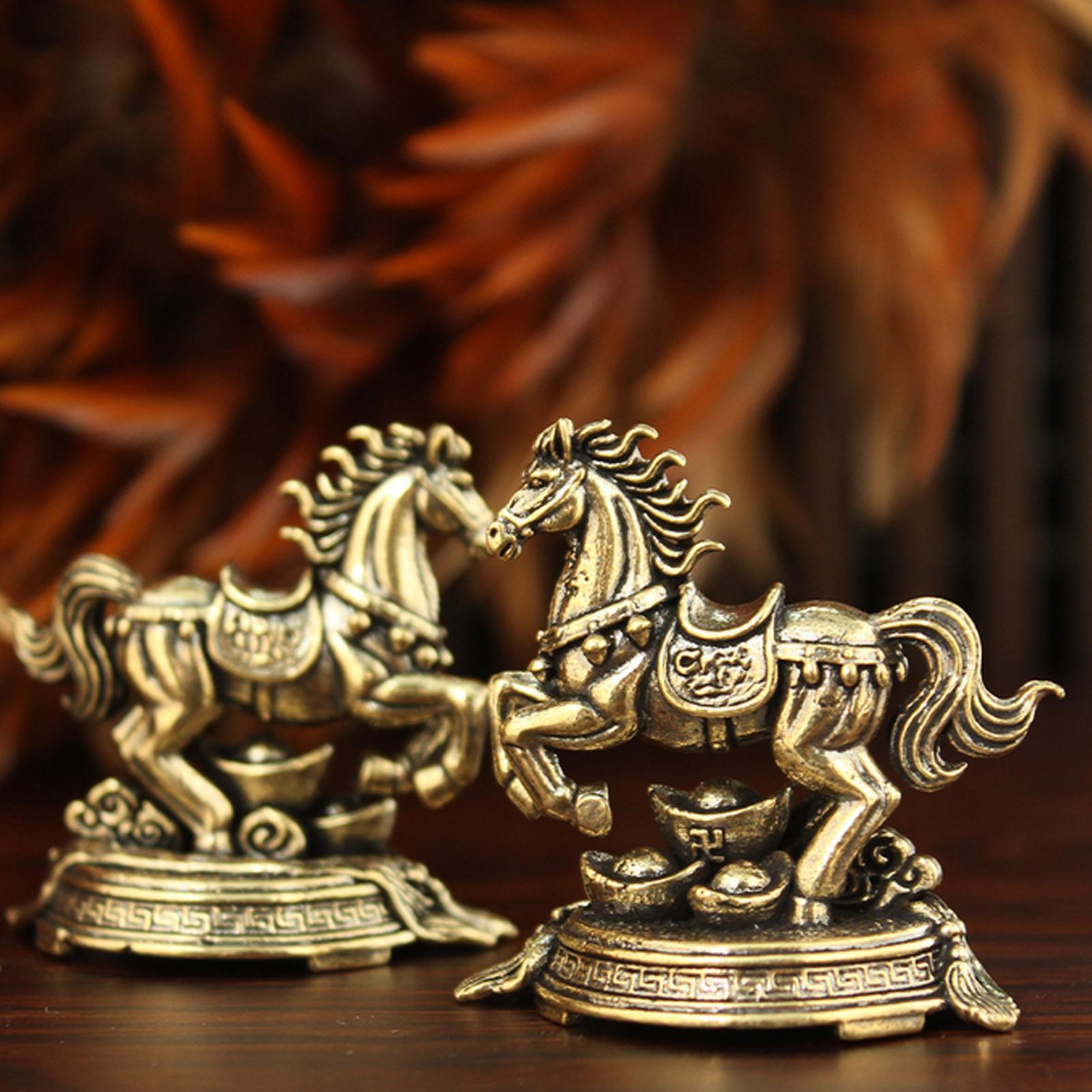 Латунная фигурка Лошади Богатства и Удачи, Украшение Лошадь Удачи и Успеха, Маленькая Статуэтка Лошади, Декор, Коллекционная Скульптура, Украшение CN