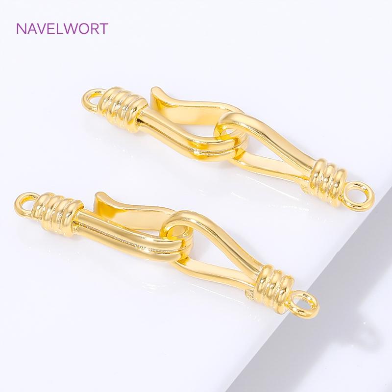 33mm*6.5mm 18K Gold Plated Clasps For Jewelry,Brass End Clasps Connectors For Bracelet Making Supplies,DIY Jewelry Materials