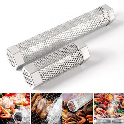 Pellet Boru Paslanmaz Çelik Barbekü Duman Borusu Havalandırma Delikleri Isıya Dayanıklı Kolay Temizlenebilir Tekrar Kullanılabilir Duman Izgara Borusu Kamp Aksesuarları