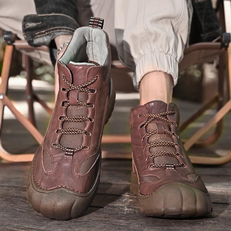 Fashion Mens Breathable Vintage Sneakers Male Hot Sale Basic Boots Men All-match Stylish Male Ankle Boots Leather Fashion Hiking Shoes