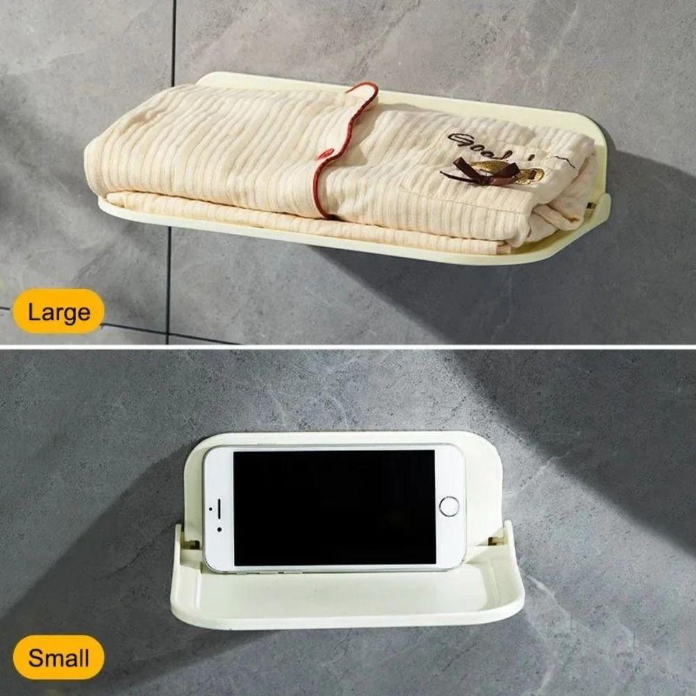 Phone Holder Wall Shelf Folding Plate Wall Mounted Shelf Home Organizer Storage Rack  Towel